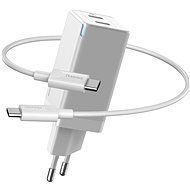Nabíječka do sítě Baseus GaN Dual USB-C Quick Travel Charger 45W + Type-C (USB-C) Cable 60W 1m White