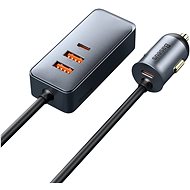 Baseus multi-port Fast charging car charger with extension cord 120W 2U+2C Gray - Nabíječka do auta