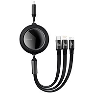 Baseus  One-for-three Retractable Data Cable Type-C to M+L+C 1.2m 100W Black - Datový kabel