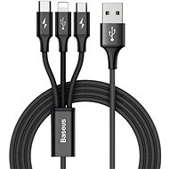 Baseus Rapid Series 3 in 1 Cable MicroUSB + Lightning + Type-C 3A, 1.2m, Black - Power Cable
