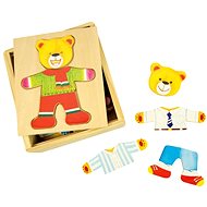 Dřevěné oblékací puzzle v krabičce - Pan Medvěd