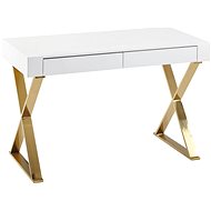 BRÜXXI Famu, 118 cm, bílý / zlatý - Psací stůl