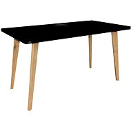 SYBERDESK 132 x 65 cm, Solid Oak Wooden Legs, LED, černý - Herní stůl