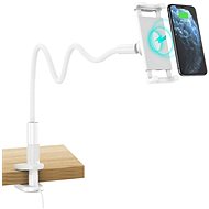 Držák na mobilní telefon Choetech 2in1 Phone Holder with Flexible Long Arm and 15W Wireless Charger White
