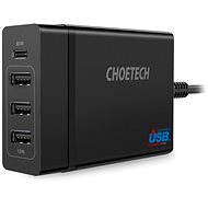 Nabíječka do sítě ChoeTech Multi Charge USB-C PD 60W + 3x USB-A Charging Station Black - Nabíječka do sítě