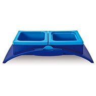 Argi Plastic double bowl with anti-slip and spoon blue 33 × 17 × 7,5 cm