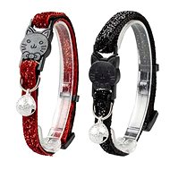 DUVO+ Nylon Collar Glitter for Cats Red, Black 22-30cm × 1cm - Cat Collar