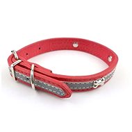 Cobbys Pet Red leather Collar with Reflective Stripe decorated with Cubes 40cm × 1.6cm - Dog Collar