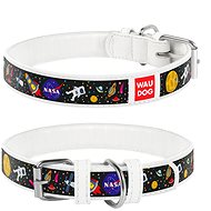Waudog NASA Leather Collar White 37-48cm/2,5 cm - Dog Collar