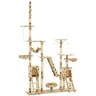 Shumee Multifunkční hrací kočičí strom se sisalovými sloupky 230–250 cm béžové s tlapkami - Škrabadlo pro kočky