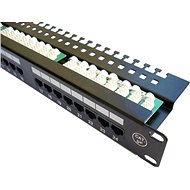 Patch panel Datacom Patch panel 19" UTP 24 port CAT5E LSA 1U BK (3x8p)hor.zářez - Patch panel