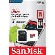 SanDisk Micro SDHC 16GB Ultra Android Class 10 A1 UHS-I + SD adaptér - Memory Card