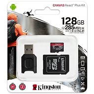 Paměťová karta Kingston MicroSDXC 128GB Canvas React Plus + SD adaptér a čtečka karet - Paměťová karta