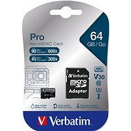 Paměťová karta Verbatim MicroSDXC 64GB Pro + SD adaptér