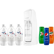 SodaStream Jet Pastel white + 3x láhev + příchutě PEPSI, 7UP, MIRINDA - Sada