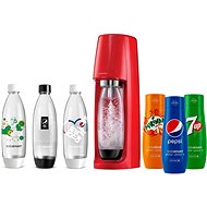 SodaStream Spirit Red + láhev+ příchutě PEPSI, 7UP, MIRINDA - Sada