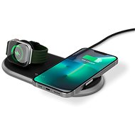 Bezdrátová nabíječka Epico bezdrátová kovová nabíječka pro Apple Watch a iPhone s adaptérem v balení - černá