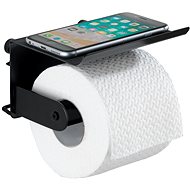 WENKO BEZ VRTÁNÍ Classic Plus - Držák WC papíru s poličkou, černý - Držák na toaletní papír