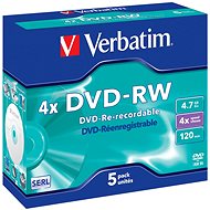 Média VERBATIM DVD-RW SERL 4,7GB, 4x, jewel case 5 ks