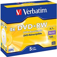 VERBATIM DVD+RW SERL 4,7GB, 4x, jewel case 5 ks - Média
