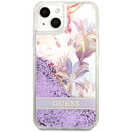 Guess Liquid Glitter Flower kryt pro Apple iPhone 13 Purple