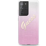 Kryt na mobil Guess TPU Vintage zadní Kryt pro Samsung Galaxy S21 Ultra Gradient Pink
