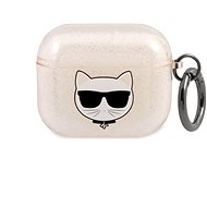 Karl Lagerfeld TPU Glitter Choupette Head Pouzdro pro Apple Airpods 3 Gold - Pouzdro na sluchátka