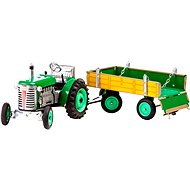 Kovap Traktor s valníkem na klíček zelený - Kovový model