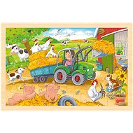 Goki Dřevěné puzzle Malý traktor 24 dílků - Puzzle