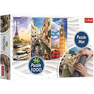 Trefl Puzzle Koláž měst Paříž-Benátky-Londýn 1000 dílků + Podložka pod puzzle - Puzzle