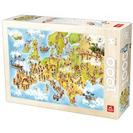 Deico Puzzle Kreslená mapa Evropy 1000 dílků - Puzzle