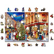 Woden City Dřevěné puzzle Vánoční ulice 2v1, 505 dílků eko