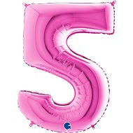 Foliový balónek, 102cm, číslice "5", růžový - Balonky