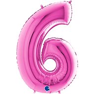 Foliový balónek, 102cm, číslice "6", růžový - Balonky