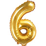 Foliový balónek, 35cm, číslice "6", zlatý - Balonky