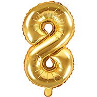 Foliový balónek, 35cm, číslice "8", zlatý - Balonky