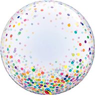 Foliový balónek, 61cm, plastový,  průhledný, s barevnými konfetami - Balonky