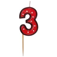 Birthday Candle, 5cm, Number "3", Red - Candle