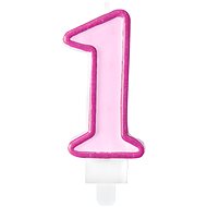 Birthday Candle, 7cm, Number "1", Pink - Candle