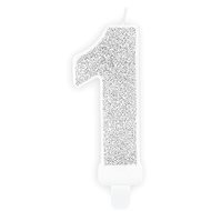 Svíčka narozeninová, 7cm, číslice "1", stříbrná - Svíčka