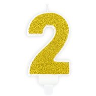 Birthday Candle, 7cm, Number "2", Gold - Candle