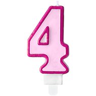 Birthday Candle, 7cm, Number "4", Pink - Candle