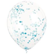 Balónky 30cm - průhledné s modrými konfetami - 6 ks - Balonky