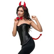 Devil Set - Headdress with Horns, Bow Tie and Tail - Christmas - Costume Accessory