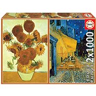 Puzzle Slunečnice + Terasa kavárny v noci  2x1000 dílků