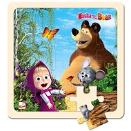 Bino Máša a Medvěd puzzle s myškou 20x20cm - Dřevěné Puzzle