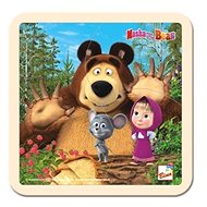 Bino Máša a Medvěd puzzle s myškou 15x15cm - Dřevěné Puzzle