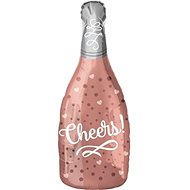 Balón foliový láhev šampaňského - champagne - cheers - rosegold 60 cm - Balonky