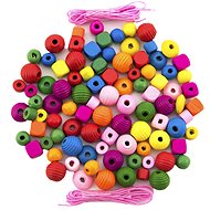 Korálky Teddies Korálky dřevěné barevné s gumičkami cca 800 ks