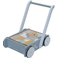 Little Dutch Vozíček s kostkami dřevěný Ocean Blue - Dřevěné kostky